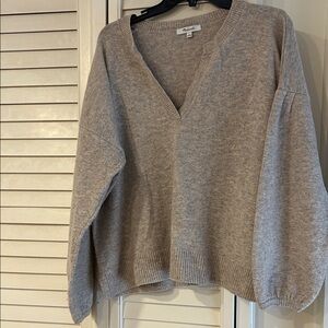 Madewell Heather Gray/Beige V-Neck Sweater